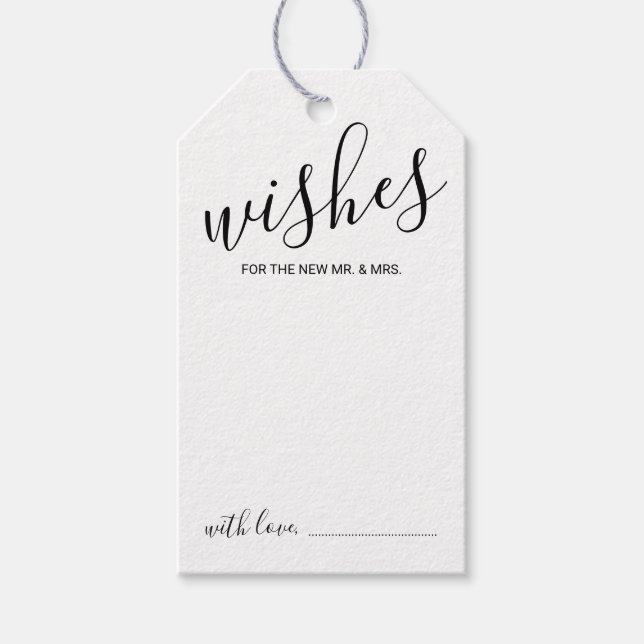 Étiquettes-cadeau Mots-clés Cadeaux Modern Script Mariage Conseils e (Devant)