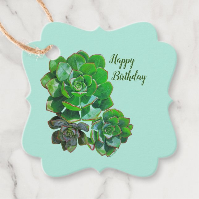 Étiquettes Cadeau Mots clés cadeaux Rosette Succulents (Devant)
