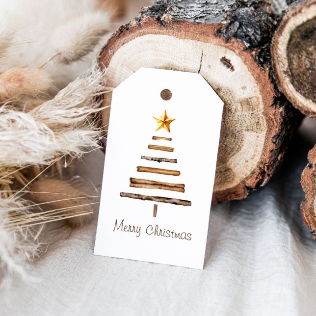 Étiquettes-cadeau Mots-clés de cadeau d'arbre de Noël rustique (Créateur téléchargé)