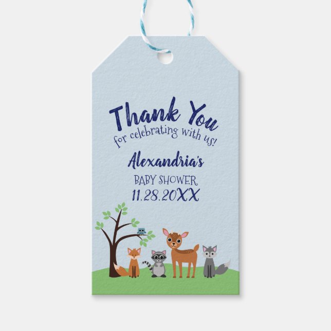 Étiquettes-cadeau Mots clés de la création des bois - Animaux forest (Devant)