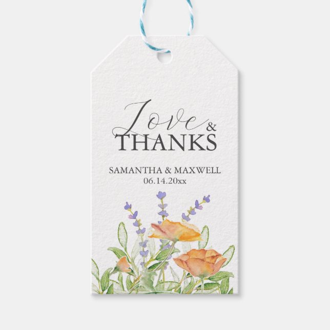 Étiquettes-cadeau Mots clés Favour mariage Aquarelle Fleur sauvage (Devant)