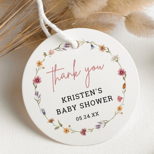 Étiquettes Cadeau Mots-clés Fleur sauvage Baby shower de printemps M (Créateur téléchargé)