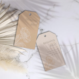 Étiquettes-cadeau Mots-clés minimalistes de mariage floral de terre