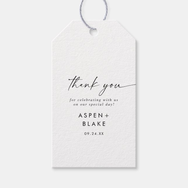 Étiquettes-cadeau Mots-clés Modern Script Merci Favor Cadeau (Devant)