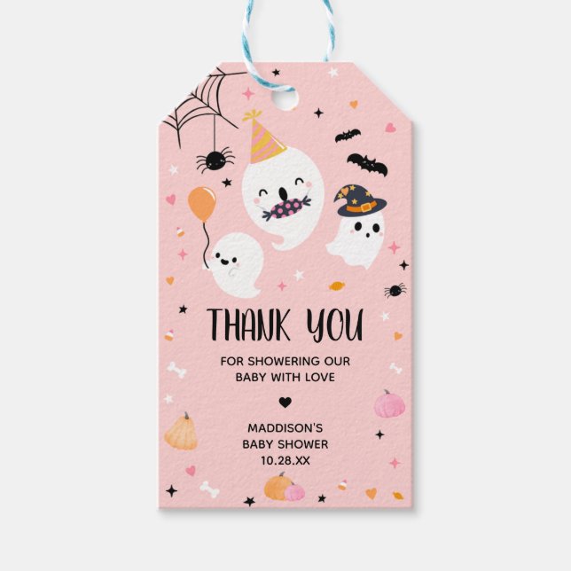 Étiquettes-cadeau Mots clés Pink Halloween Little Boo Favoriser (Devant)