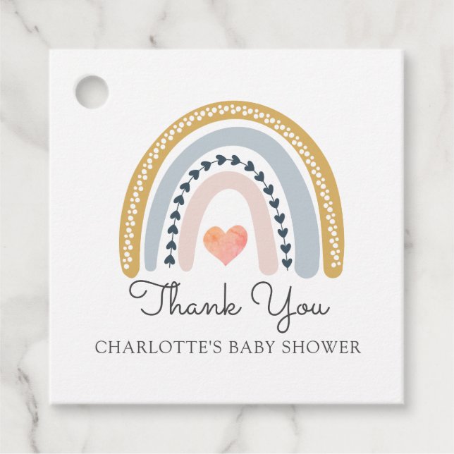 Étiquettes Cadeau Mots-clés Rainbow Baby shower Favoriser (Devant)