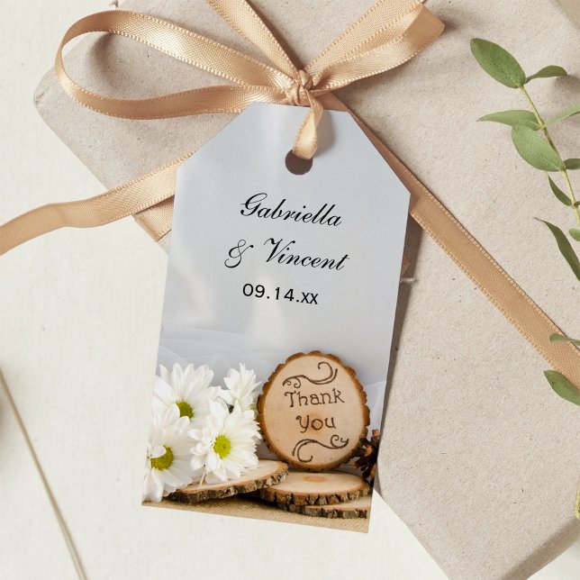 Étiquettes-cadeau Mots clés Rustic Daisy Woods Mariage Merci Favoris (Créateur téléchargé)