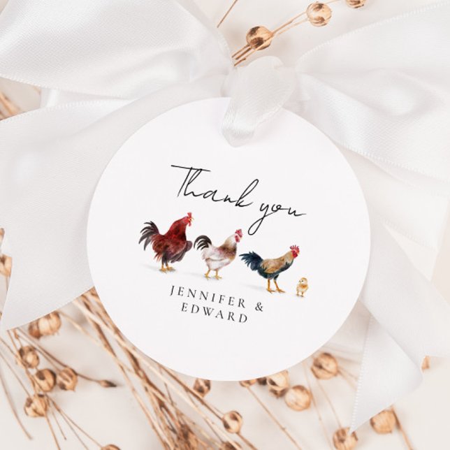 Étiquettes Cadeau Mots clés Rustique Mariage de poulet Merci Favoris (Créateur téléchargé)