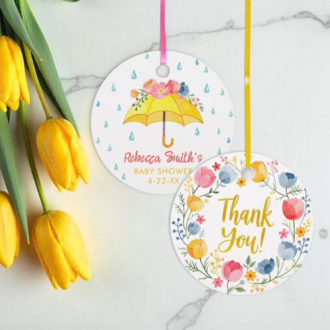 Étiquettes Cadeau Mots-clés Spring Baby shower Merci de douche - A (Thank you Favor Gift Tags)