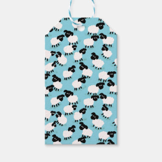 Étiquettes-cadeau Moutons gonflés sur Bleu bébé