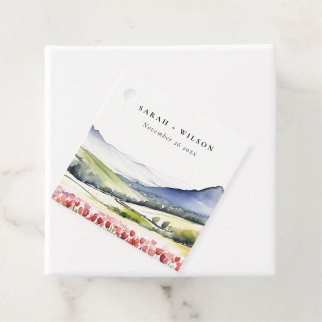 Étiquettes Cadeau Moyenne Pays Printemps Floral Paysage Mariage dans (En situation)