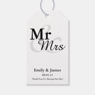 Étiquettes-cadeau Mr&Mrs Simple Elegant Typographie Mariage Faveur