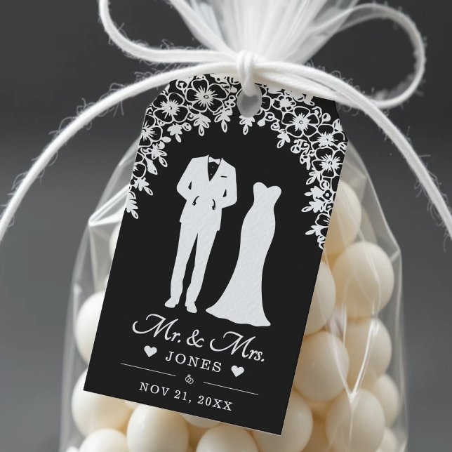 Étiquettes-cadeau Mr & Mrs Wedding Dress Tuxedo Thank You (Mr & Mrs Wedding Dress Tuxedo Thank You Gift Tags
)