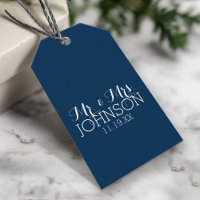 Mr & Mrs Wedding Favor Solid Color Navy Blue