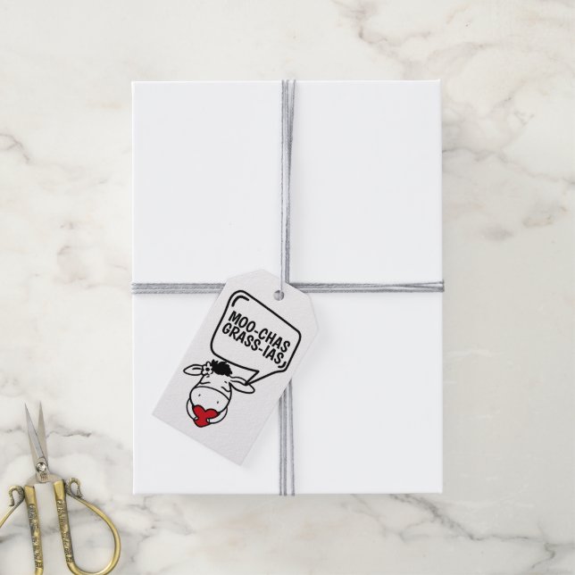Étiquettes-cadeau Muchas Gracias Vache Thème Beaucoup de Merci Drôle (Avec de la ficelle)