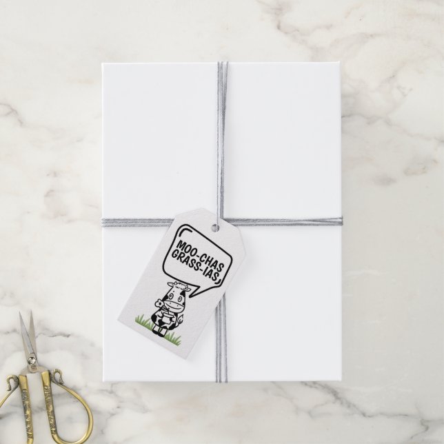 Étiquettes-cadeau Muchas Gracias Vache Thème Beaucoup de Merci Drôle (Avec de la ficelle)