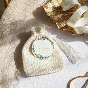 Étiquettes Cadeau Muguet Baptême Floral Or
