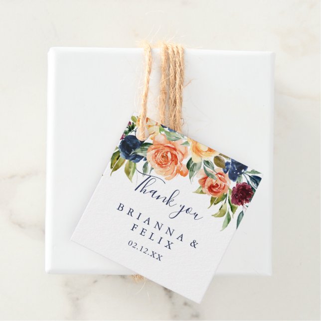 Étiquettes Cadeau Multicolor Élégant Mariage Floral (En situation)