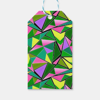 Étiquettes-cadeau Multicolored bright neon geometric pattern