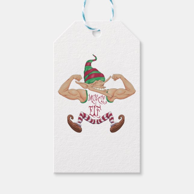 Étiquettes-cadeau Muscle Elf (Devant)