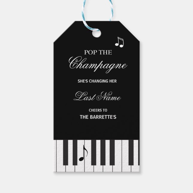 Étiquettes-cadeau Musiciens créatifs Piano Keys Mariage (Devant)