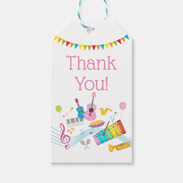 Étiquettes-cadeau musique, instruments de musique tambour enfants ch (Devant)