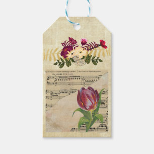 Étiquettes-cadeau Musique victorienne Vintage Romance Tulips Gift Ta