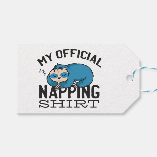 Étiquettes-cadeau My official napping shirt - Lazy sleeping Sloth (Devant (Horizontal))