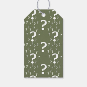 Étiquettes-cadeau Mystère question marque énigme puzzle vert olive