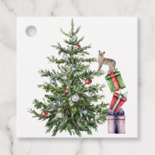 Étiquettes Cadeau Naughty Cat Escalade a Christmas Tree Tags cadeaux