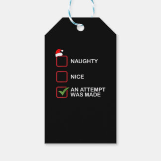 Étiquettes-cadeau Naughty Nice Attempt Made Funny Christmas List