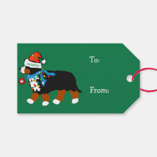 Étiquettes-cadeau Naughty Noël Bernese Mountain Dog Custom