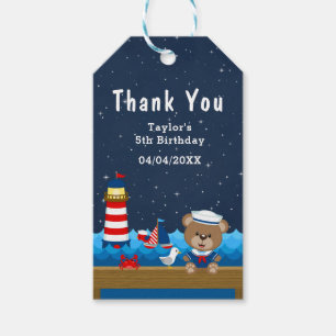 Étiquettes-cadeau Nautique Garçon rouge Anniversaire Merci