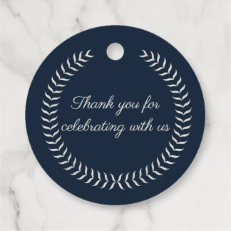 Étiquettes Cadeau Navy Blue and Ivory Elegant Monogram Wedding Favor