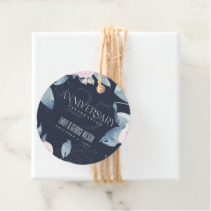 ÉTIQUETTES CADEAU NAVY ROSE BLEU FLORAL 25ÈME ANNIVERSAIRE TOUTE ANN