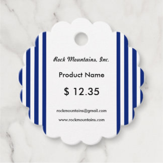 Étiquettes Cadeau Navy Stripes Scalloped Price Tags | EB_Office