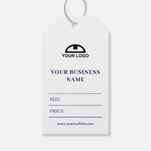 Étiquettes-cadeau Navy White Your Logo Social Media Prix Tags cadeau