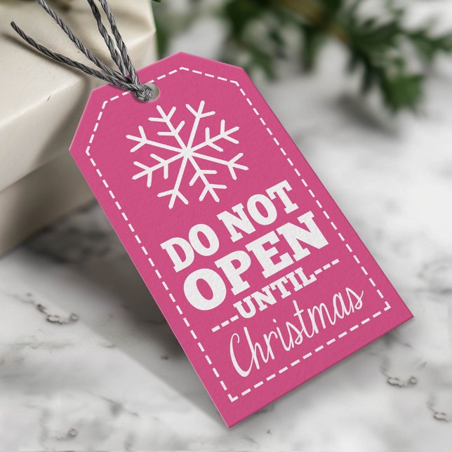 Étiquettes-cadeau Ne pas ouvrir avant Noël Flocon de neige - rose (Custom Christmas Gift Tag)