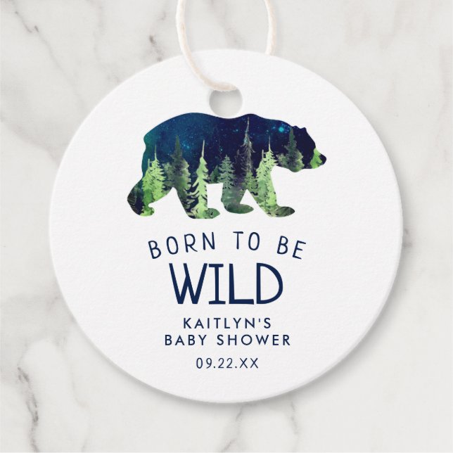 Étiquettes Cadeau Né Pour Être Un Baby shower Sauvage (Devant)