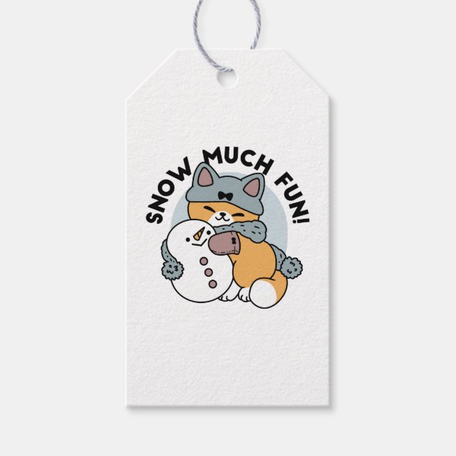 Étiquettes-cadeau Neige beaucoup amusant Chat hiver vacances Design (Devant)
