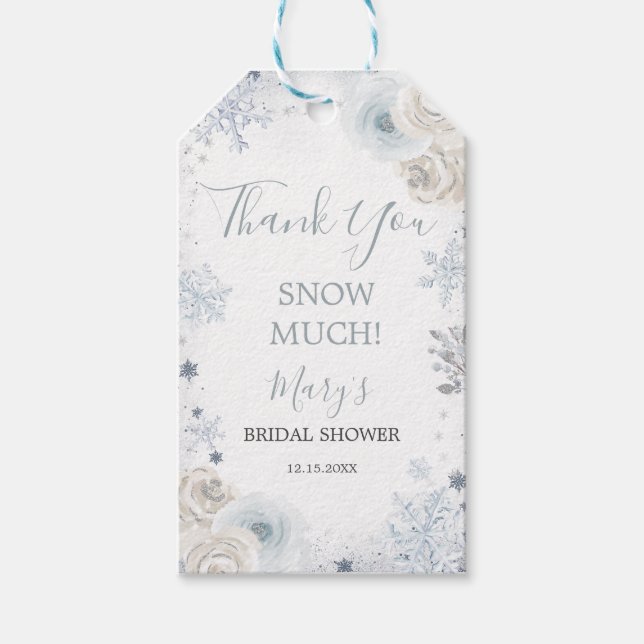 Étiquettes-cadeau Neige d'hiver en amour Fête des mariées Flocon de  (Devant)