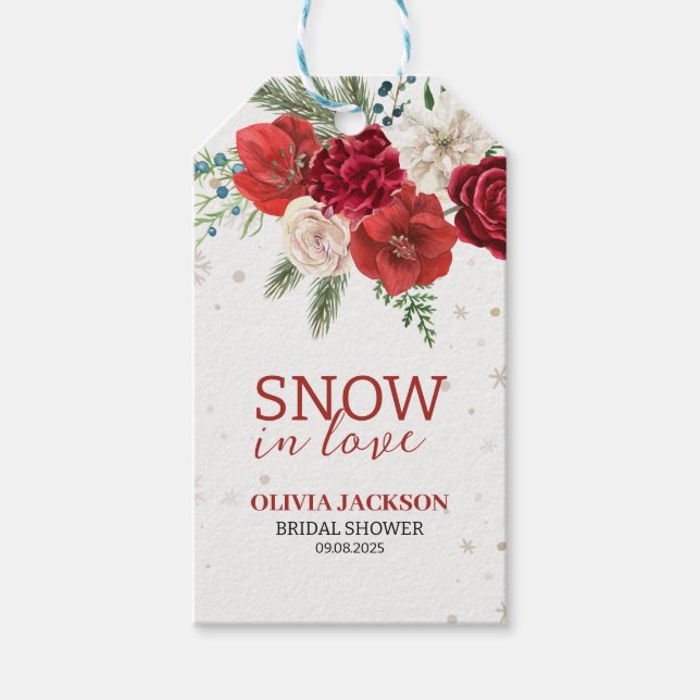Étiquettes-cadeau Neige en amour Hiver rustique Flocon de neige Lanc (Devant)