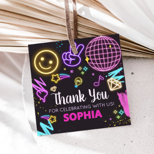 Étiquettes Cadeau Neon Adolescent Treizième anniversaire Carré de fê