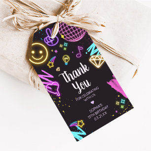 Étiquettes-cadeau Neon Teenager Treizième Anniversaire Fête Favorise