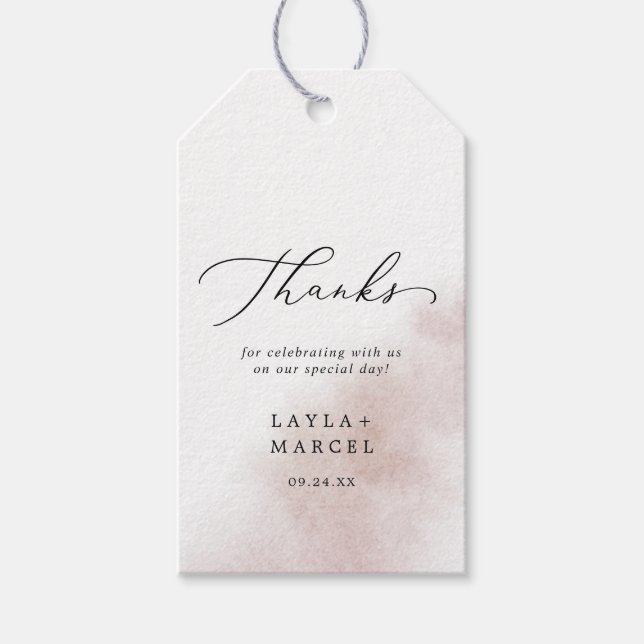 Étiquettes-cadeau Nettoyage aquarelle | Blush Merci Favor (Devant)