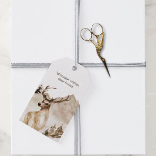 Étiquettes-cadeau Neutre Aquarelle Deer Holiday