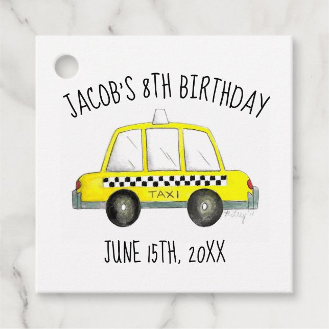 Étiquettes Cadeau New York City NYC Taxi Jaune Tab fête d'anniversai (Devant)