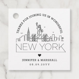 Étiquettes Cadeau New York Skyline   Accueil mariage