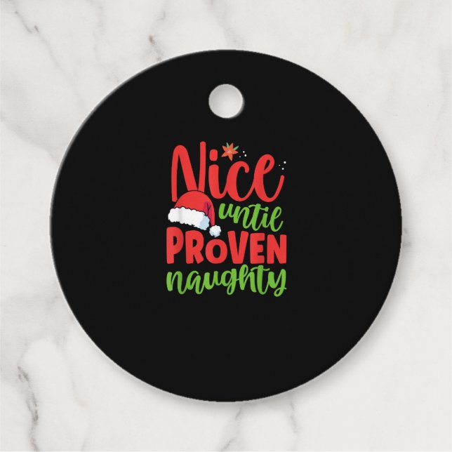 Étiquettes Cadeau Nice Until Proven Naughty Christmas (Devant)