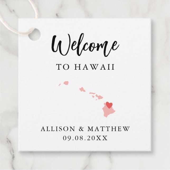 Étiquettes Cadeau N'importe quel sac d'accueil Mariage Hawaii couleu (Devant)